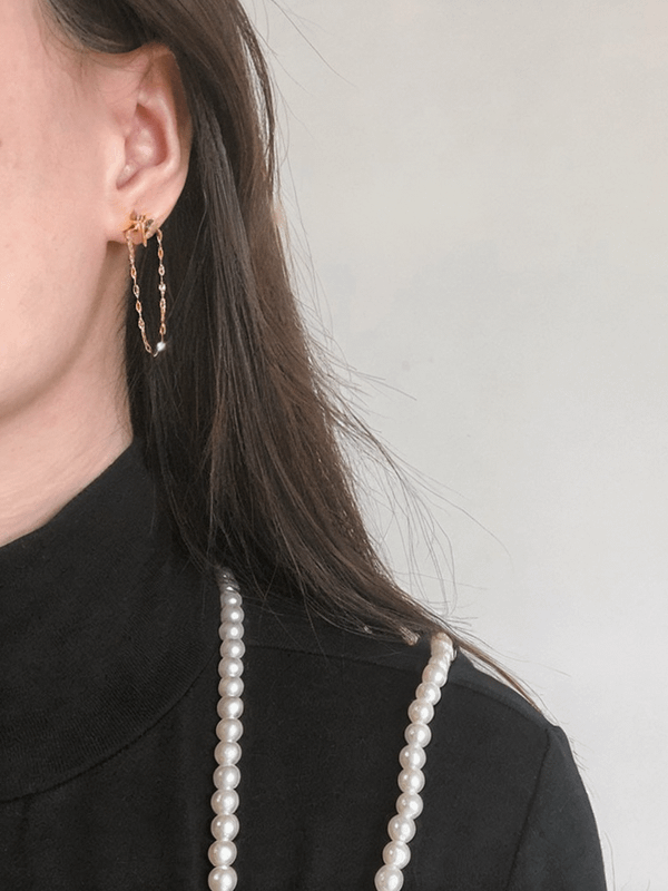 North Star Drop Chain Earrings | 18K Gold Plated product image (6)