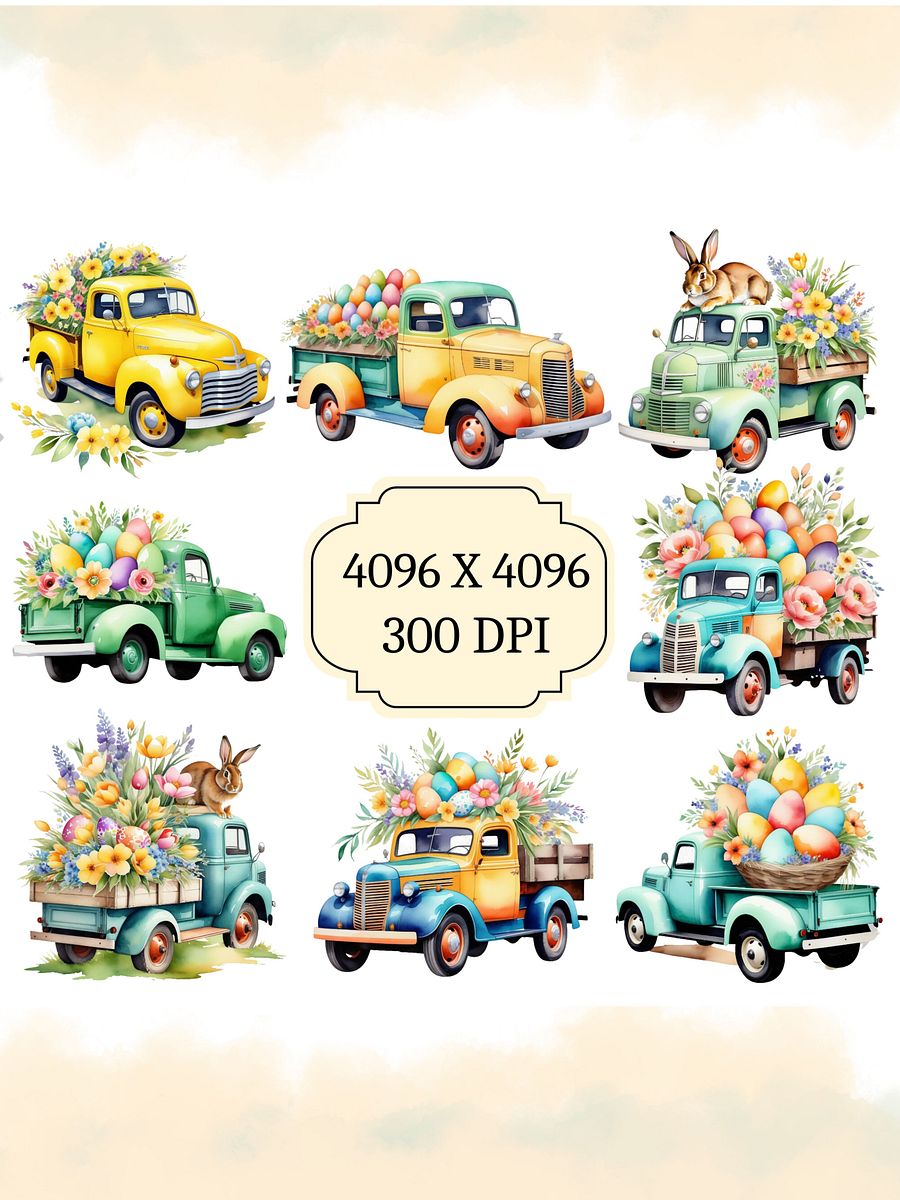40 Easter Truck Clipart Bundle product image (3)