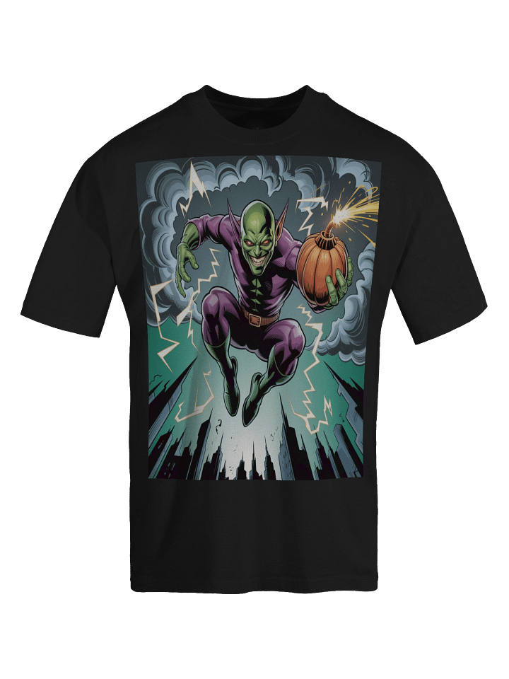 Green Goblin Pumpkin Havoc Oversized Faded T-Shirt – Goblin's Stormy Blitz product image (1)