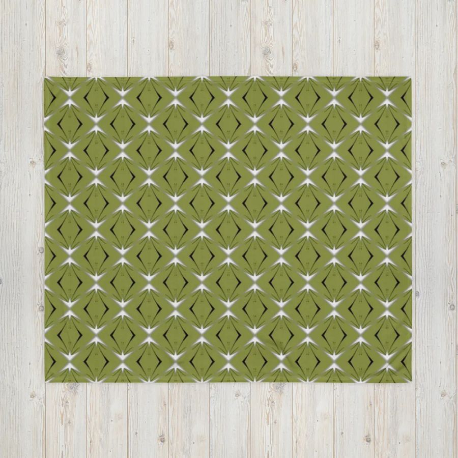 Green Black & White Diamond Star Seamless Pattern Throw Blanket product image (6)