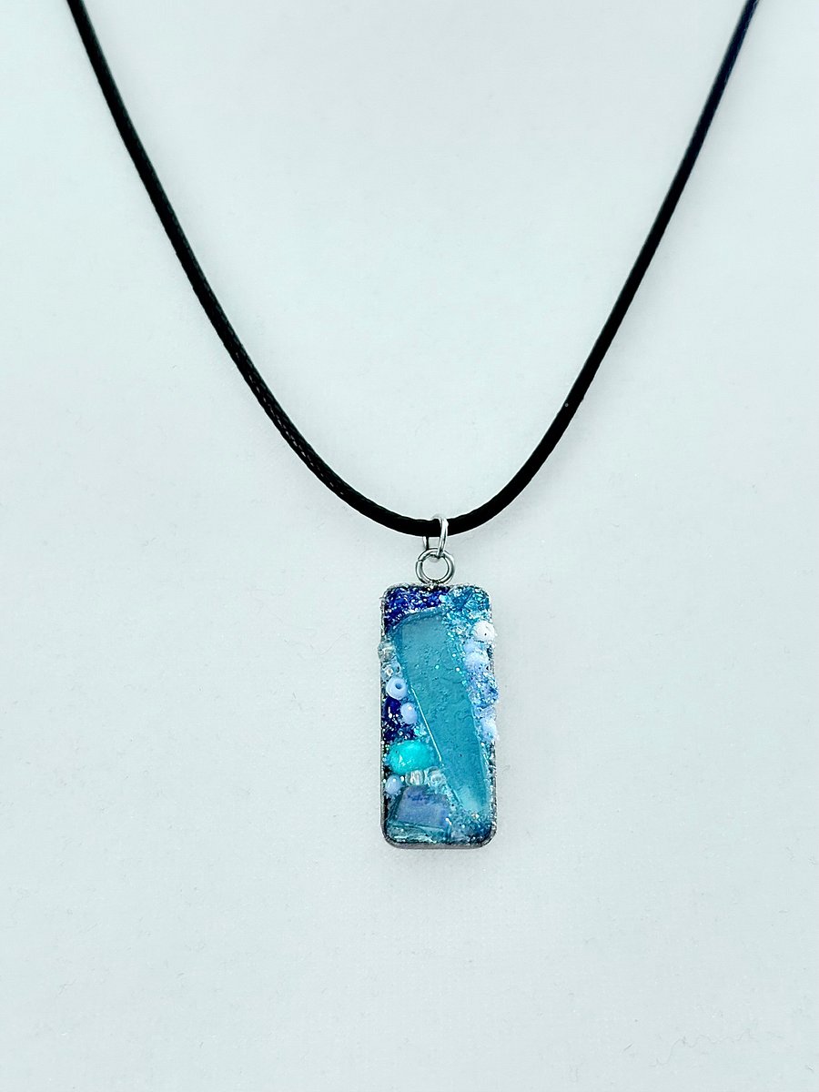 Ocean-Inspired Sea Glass Necklace | Rectangle Pendant | Monique Faella Designs™ | MFD-00023 product image (1)