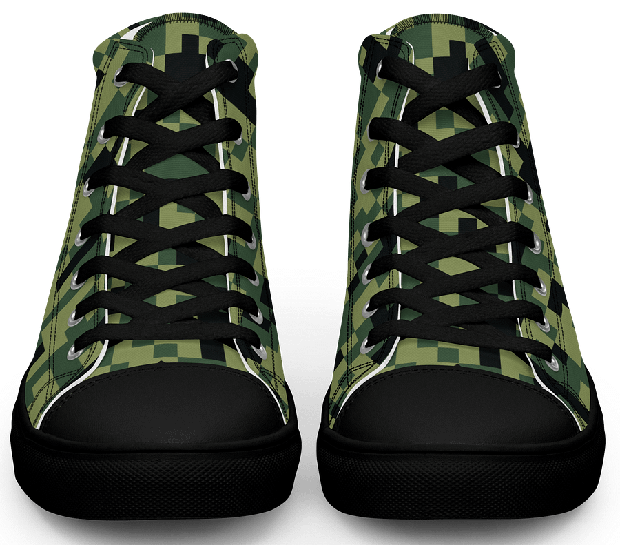 Military Green Camouflage Pixels Camo Pattern Men's High Top Canvas Shoes product image (2)