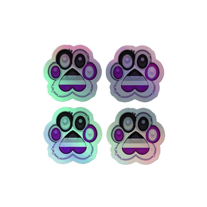 Asexual Pride Paw Print Holographic Kiss Cut Sticker Sheet product image (1)