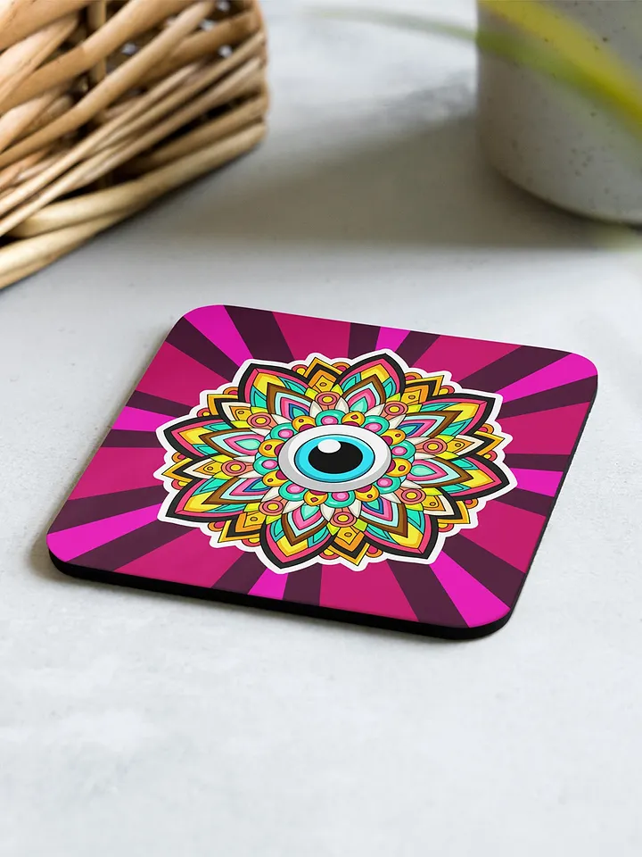 Trippy Eye Mandala Cork-back Coaster product image (1)