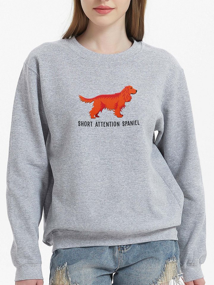 Short Attention Spaniel Sweatshirt (Embroidered) of an English Cocker Spaniel(Red, Full Tail) product image (2)