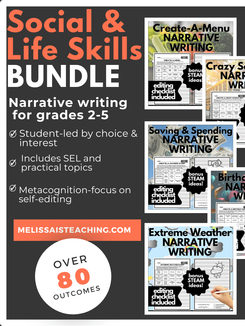 Social & Life Skills | Narrative Writing BUNDLE + Editing Checklist BONUS STEAM Ideas product image (1)