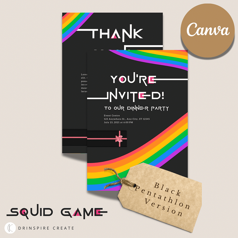 Squid Game-Inspired Party Template - Black Pentathlon Version