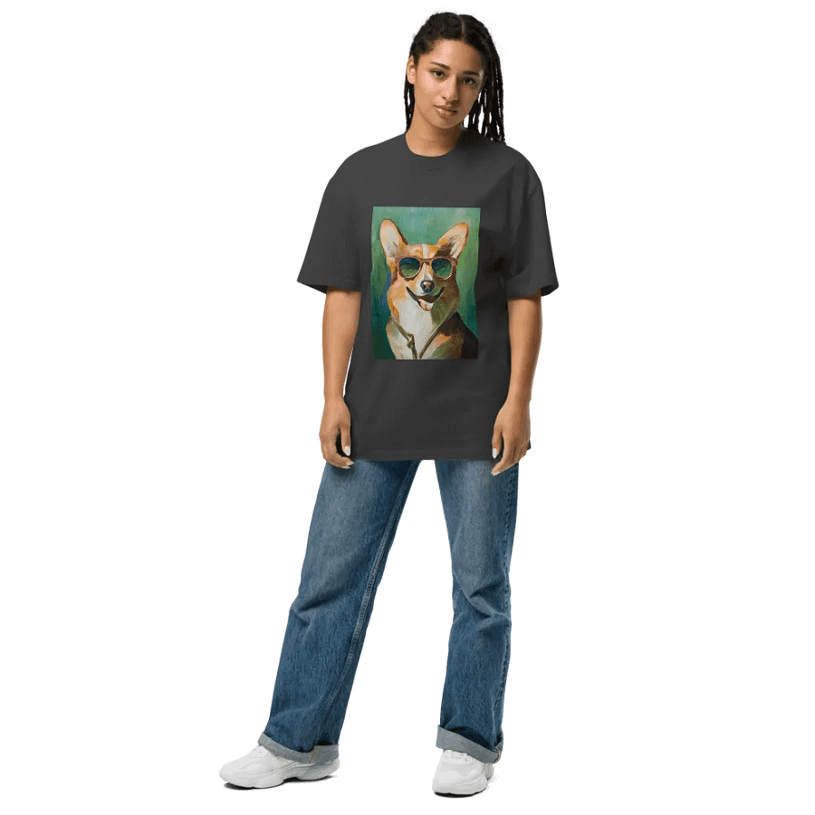 Cool Corgi Sunglasses Painting - dogPXL Artistic series Oversized Faded T-Shirt product image (7)