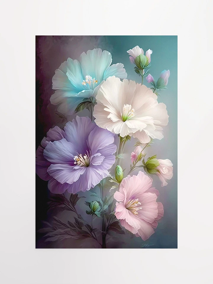 Serene Pastel Blooms Poster: Soft-Hued Floral Art for Relaxing Home Decor Matte Poster product image (2)