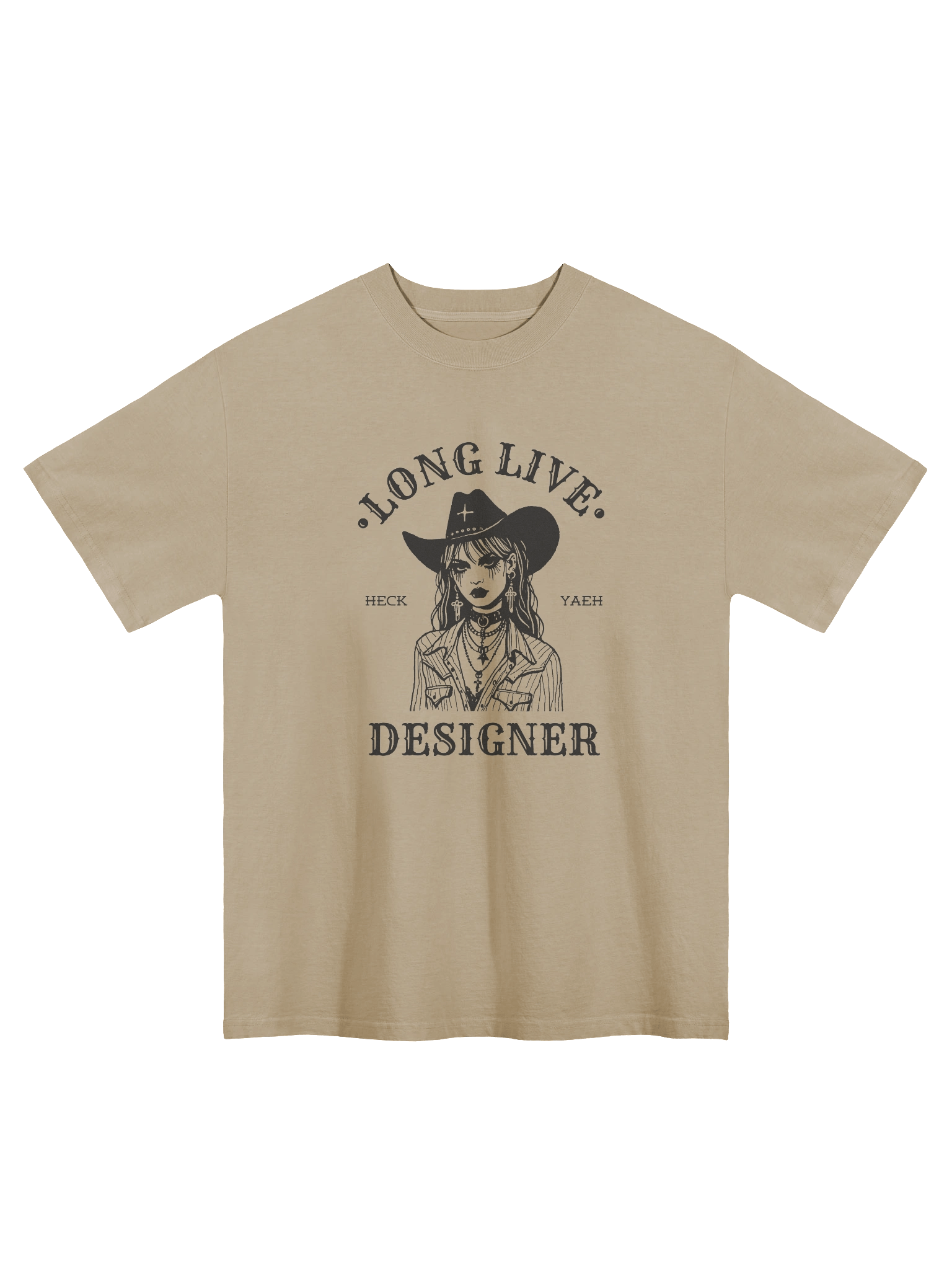 Heck Yes Designer Cowboy Premium Oversized Faded T-Shirt product image (3)