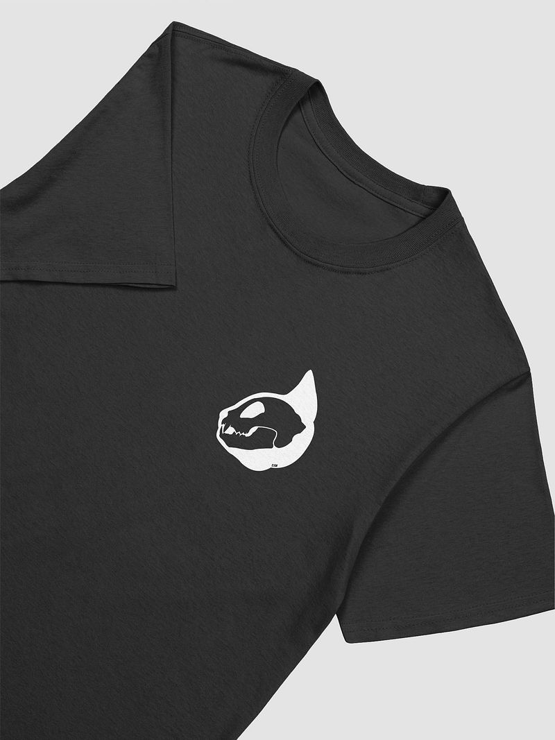 Cat Skull Profile Unisex Softstyle T-Shirt (White on Black)