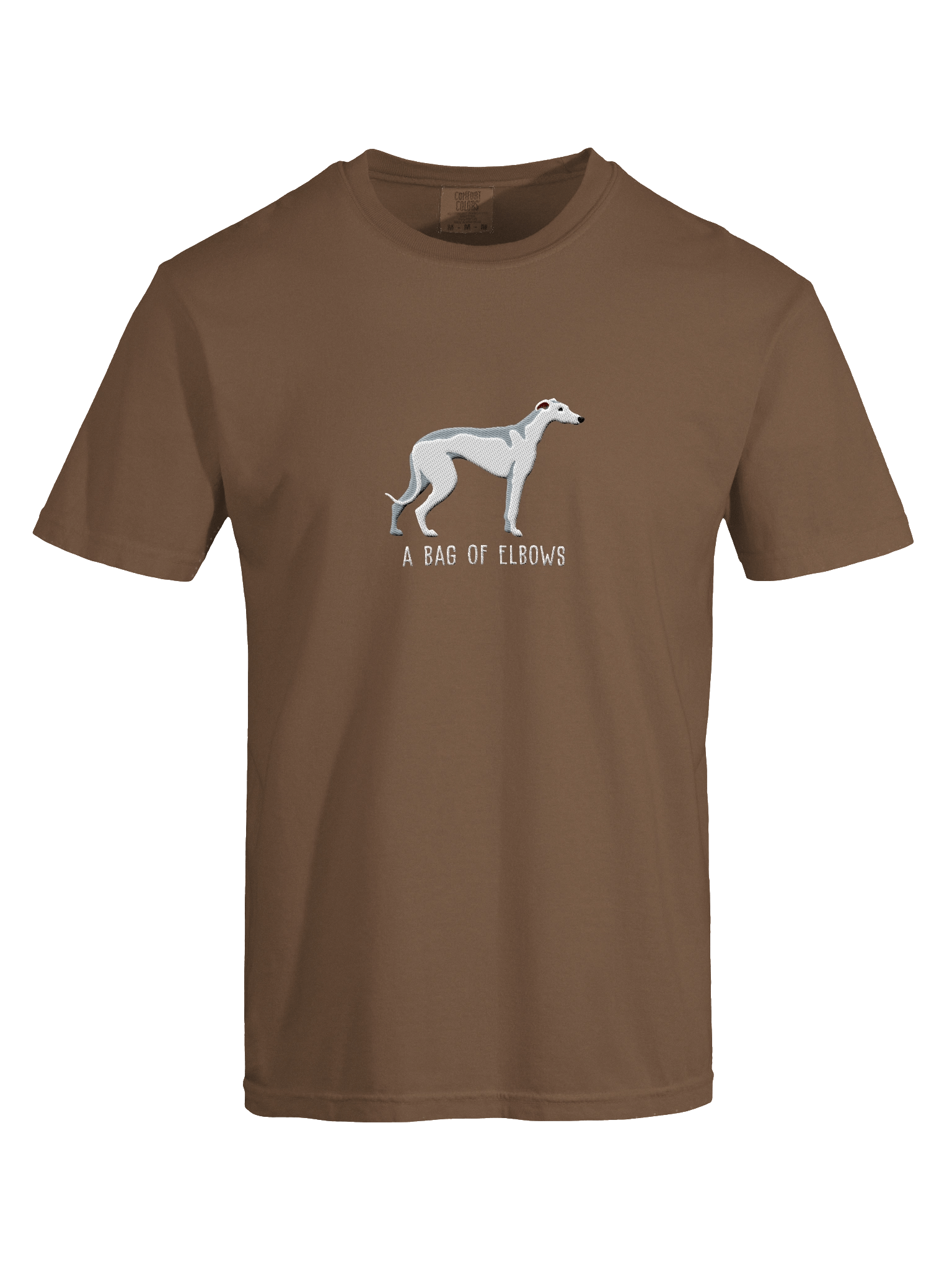 A Bag of Elbows T-Shirt(Embroidered) of a Greyhound(White) product image (17)