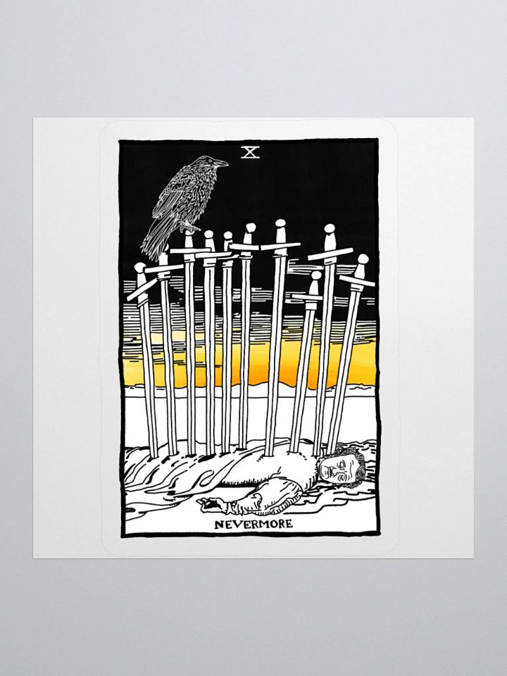 Edgar Allan Poe Ten of Swords Tarot Card Sticker product image (1)
