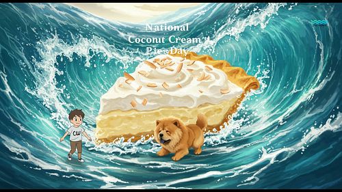 Let's make some Waves 🌊 today - 

It’s Coconut Cream Pie Day! 🥥🥧
AI whipped this wave of tropical sweetness. 
Best pie or too...
