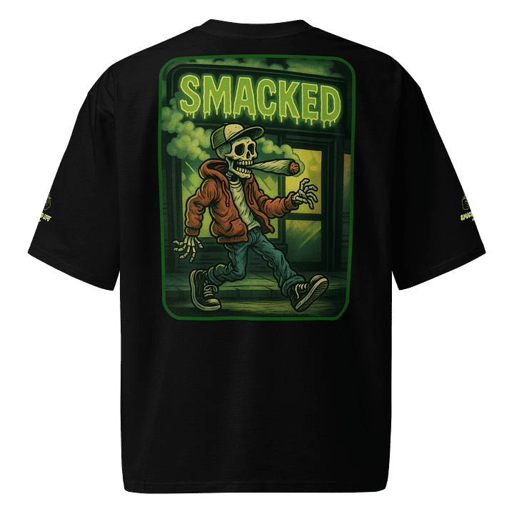 Smacked Streetwalker – Skeleton Smoke Session Oversized T-Shirt product image (3)