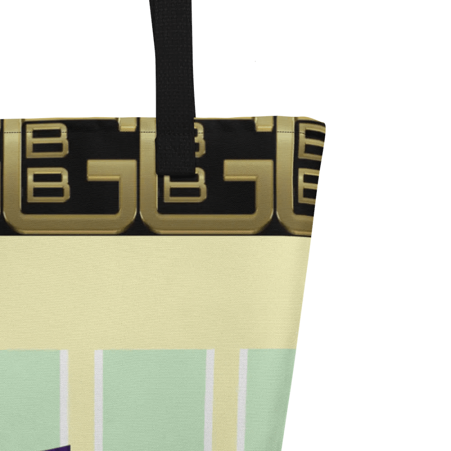 Yellow and Green Striped Geometric with Diamonds BBG Tote Bag with Pocket product image (3)