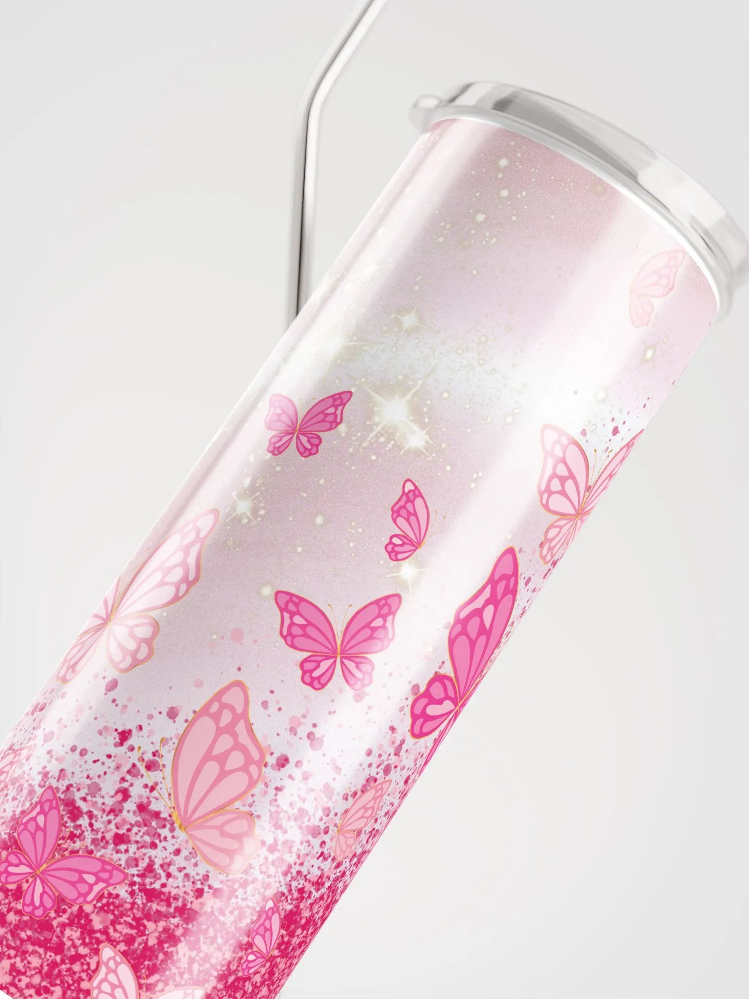 Flutter in Style with our Pink Butterfly Stainless Steel Tumbler! 🦋 product image (5)