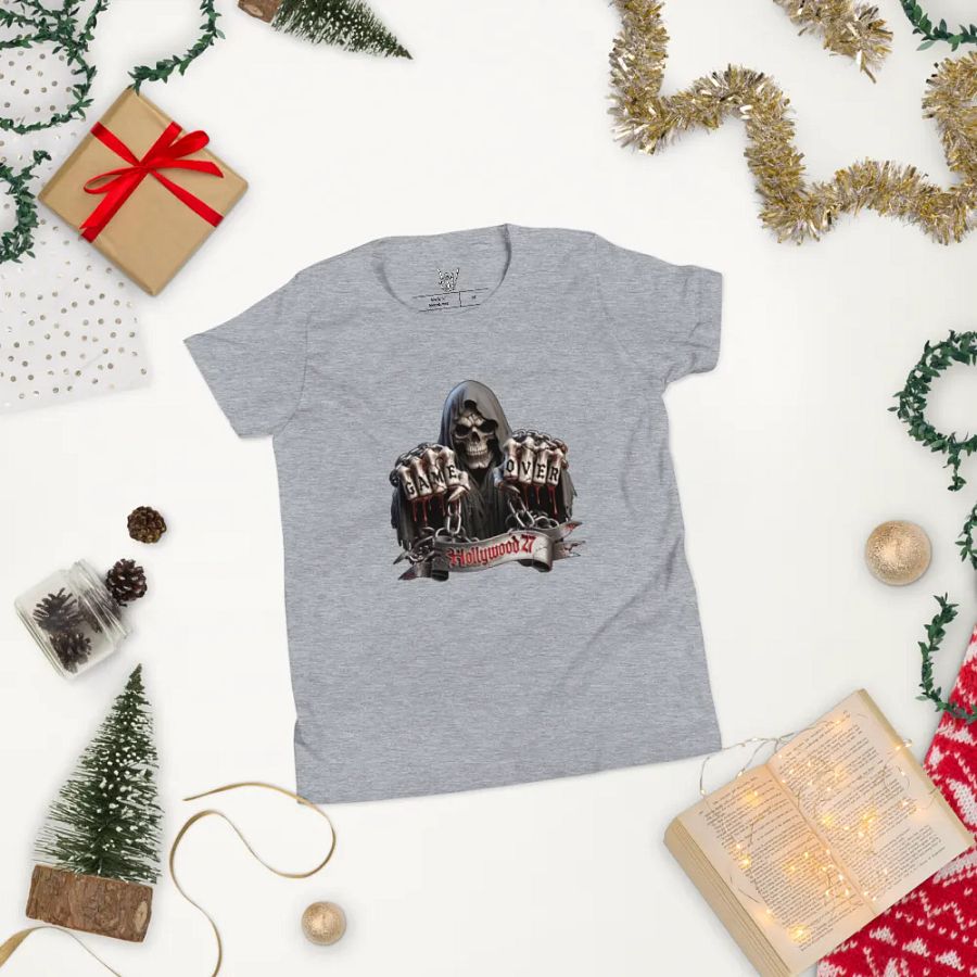 Gothic Skeleton Game Over Youth T-Shirt product image (78)