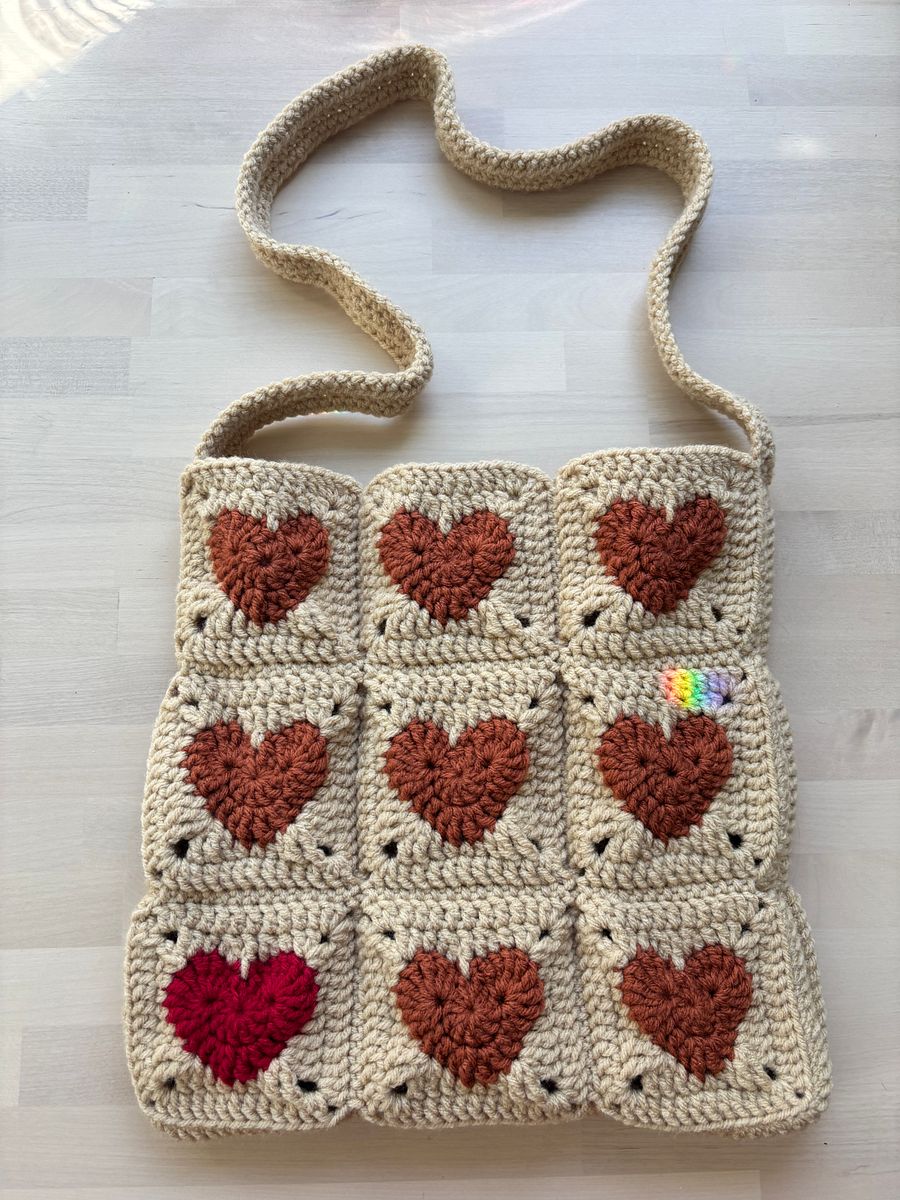 Chocolate Crochet Heart Tote product image (1)