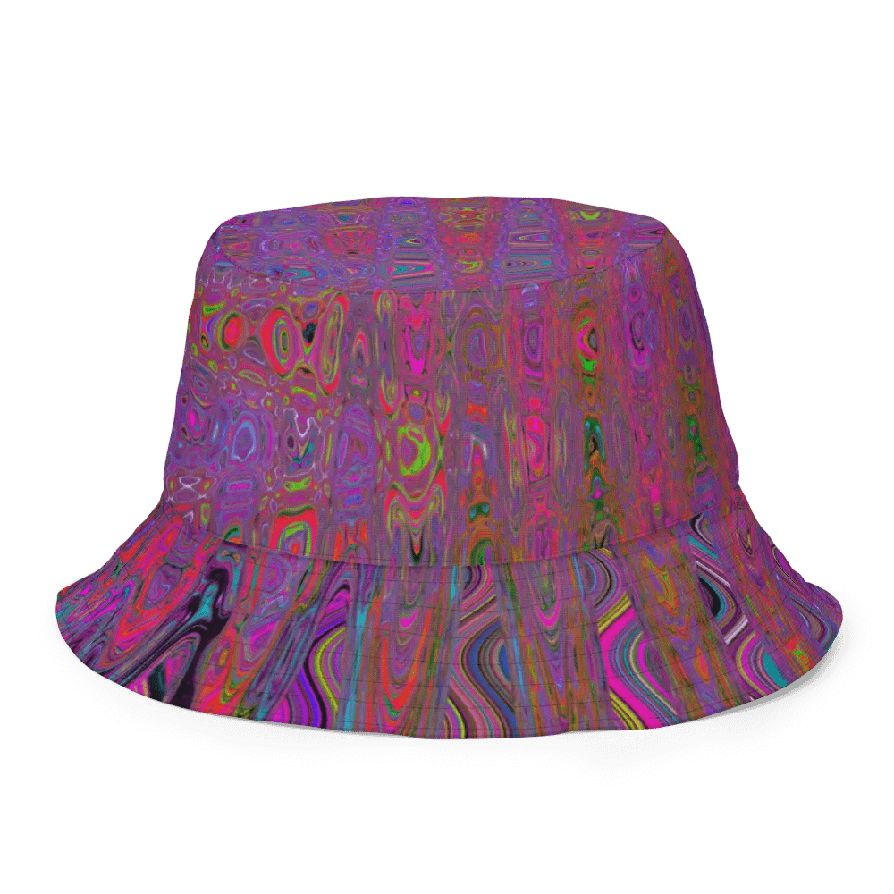 Psychedelic Groovy Magenta Retro Atomic Waves Bucket Hat product image (8)