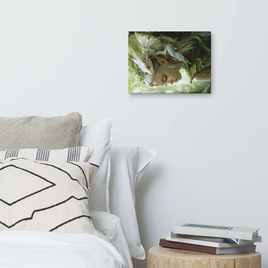 Young elf with her small dragon on the shoulder - Canvas product image (12)