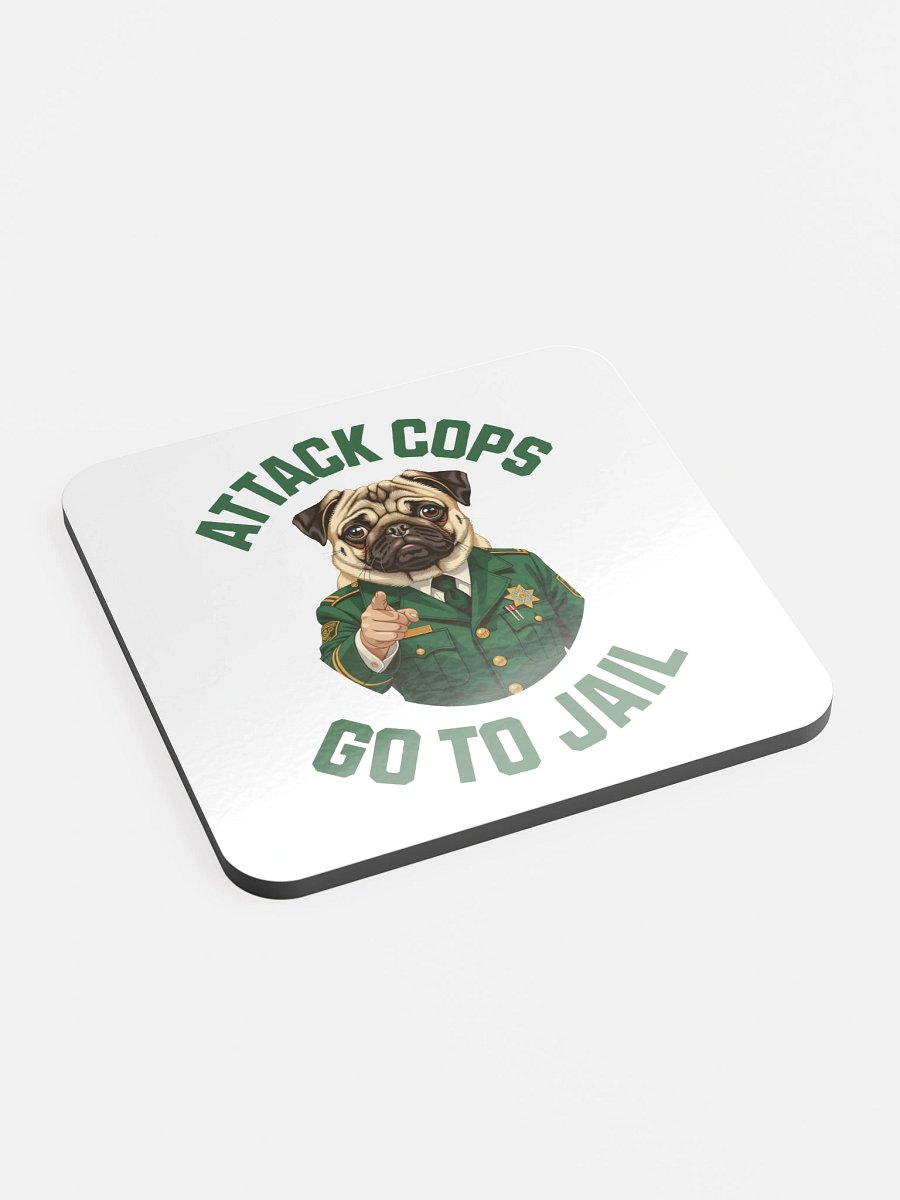 "Attack Cops Go to Jail" coasters - Green ink product image (2)