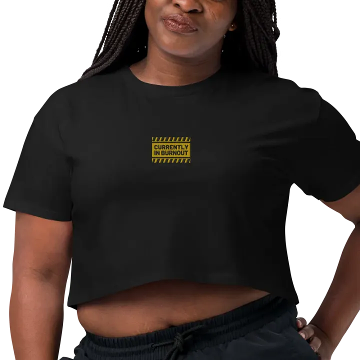 CURRENTLY IN BURNOUT (center) embroidered cotton cropped tee product image (2)
