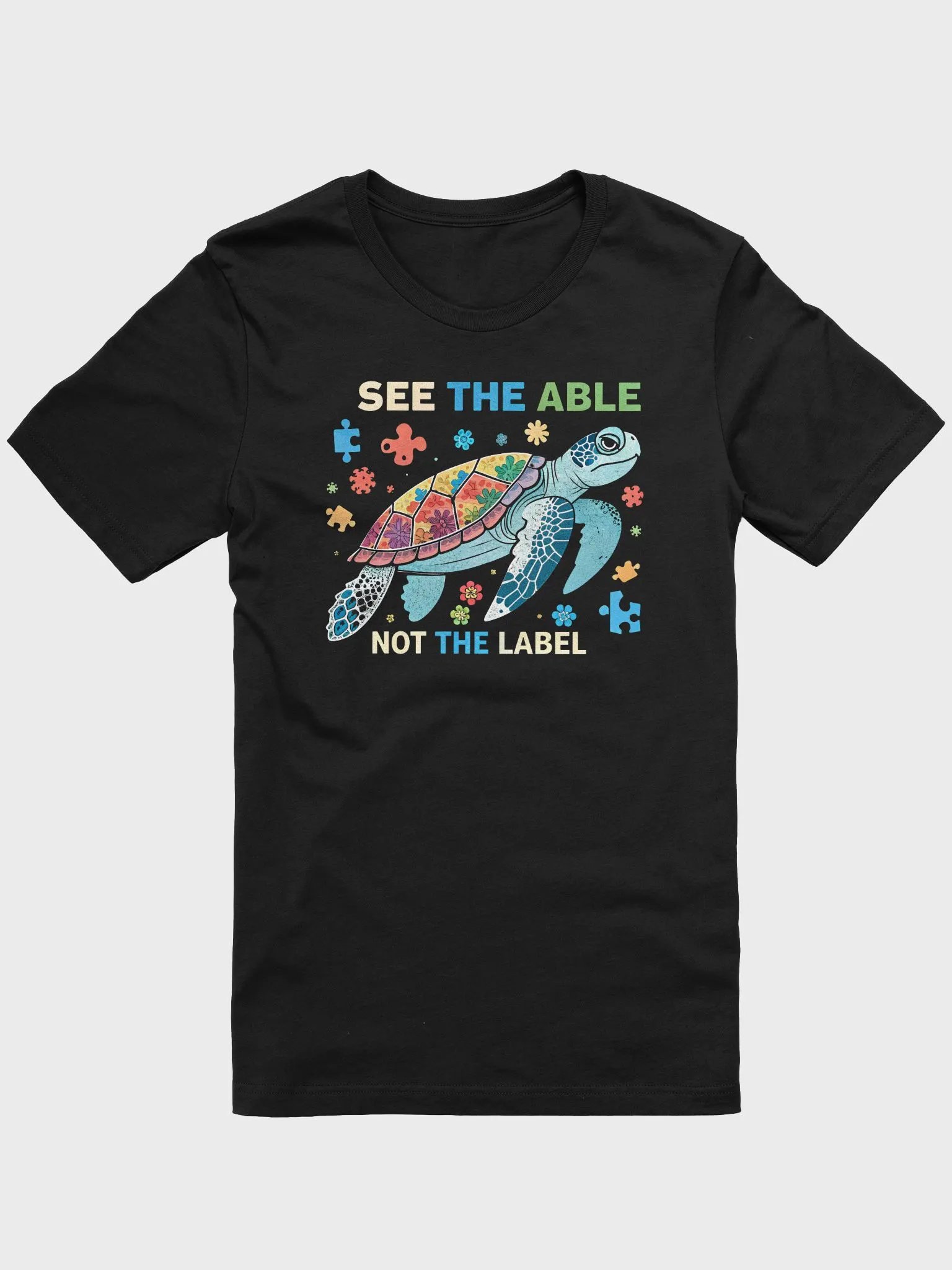 See The Able Not The Label Turtle T-Shirt | Autism Awareness Month Tee | Neurodiversity Inclusion Shirt product image (1)