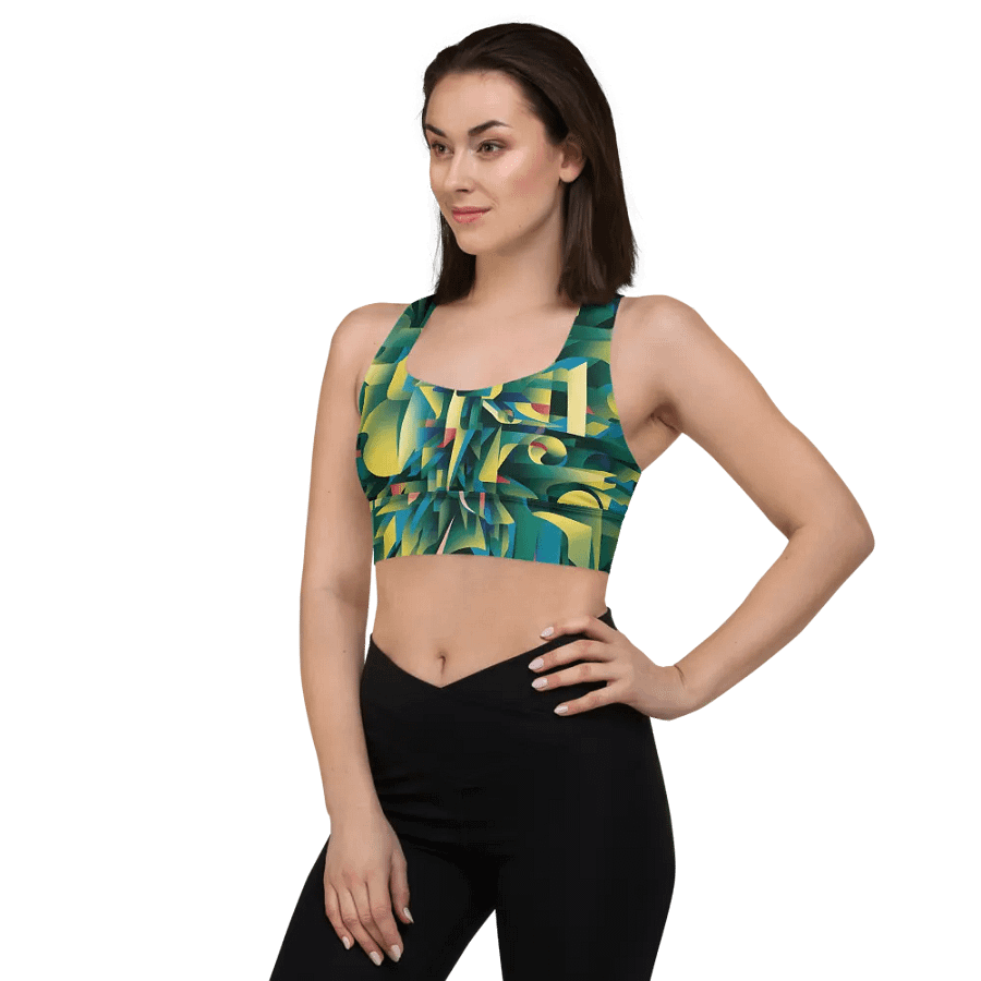 Abstract Lithographic Pattern Design Longline Sports Bra - V8 product image (11)