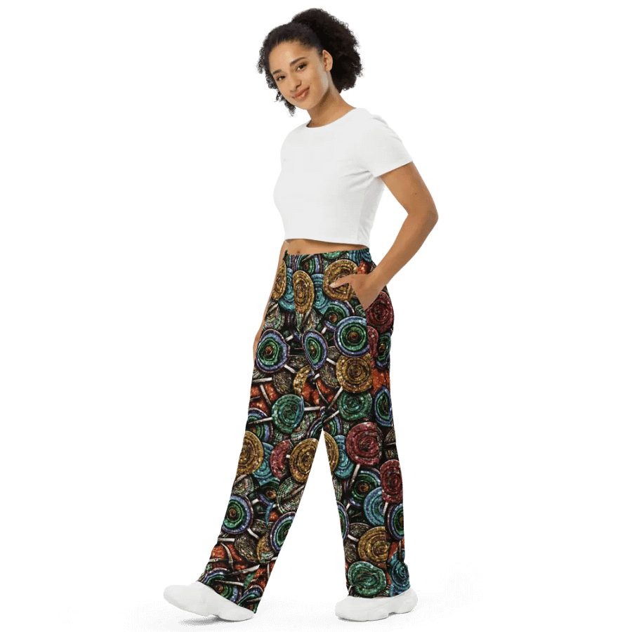Faux Glitter Lollipop Pattern Wideleg Pants product image (4)