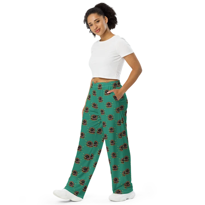 Forest Green All-Over Eye Burger Unisex Wide-Leg Pants product image (1)