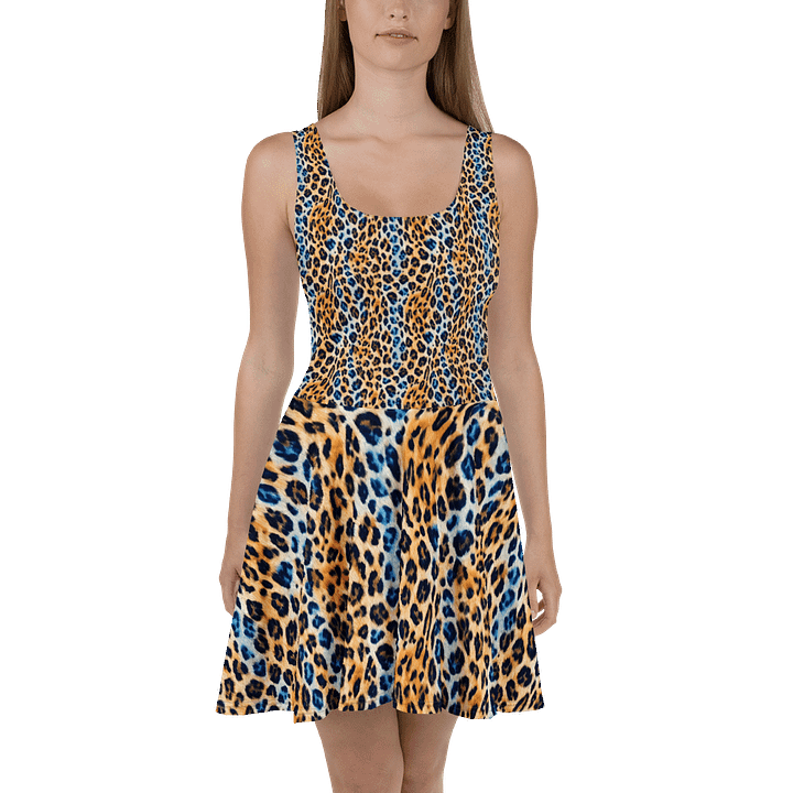 Blue Brown Leopard Skater Dress product image (2)