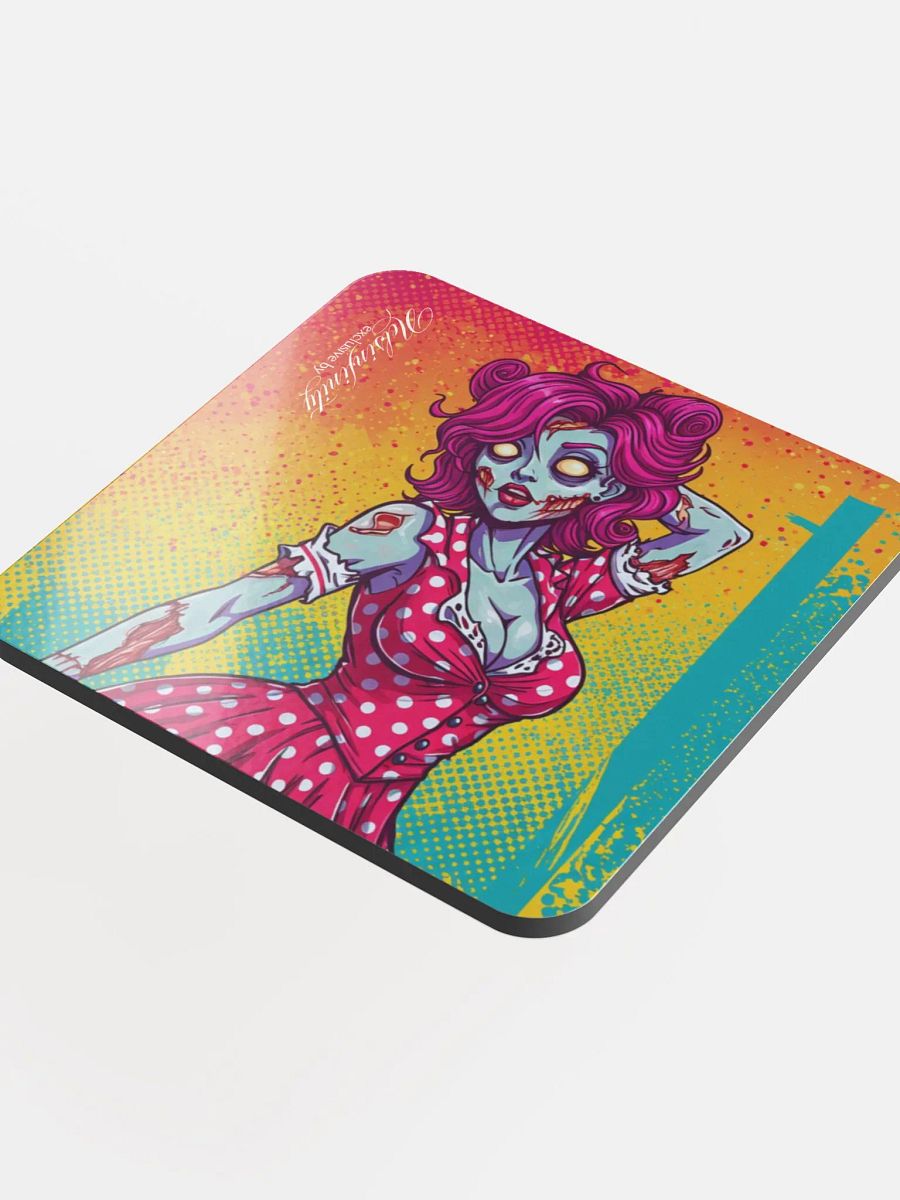 V2 Zombie Pinup Glossed Cork Coaster (Top) product image (4)