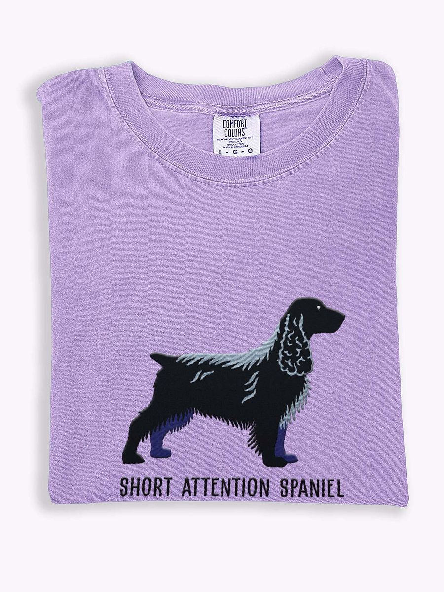 Short Attention Spaniel T-Shirt(Embroidered) of a Field Spaniel(Black) product image (1)