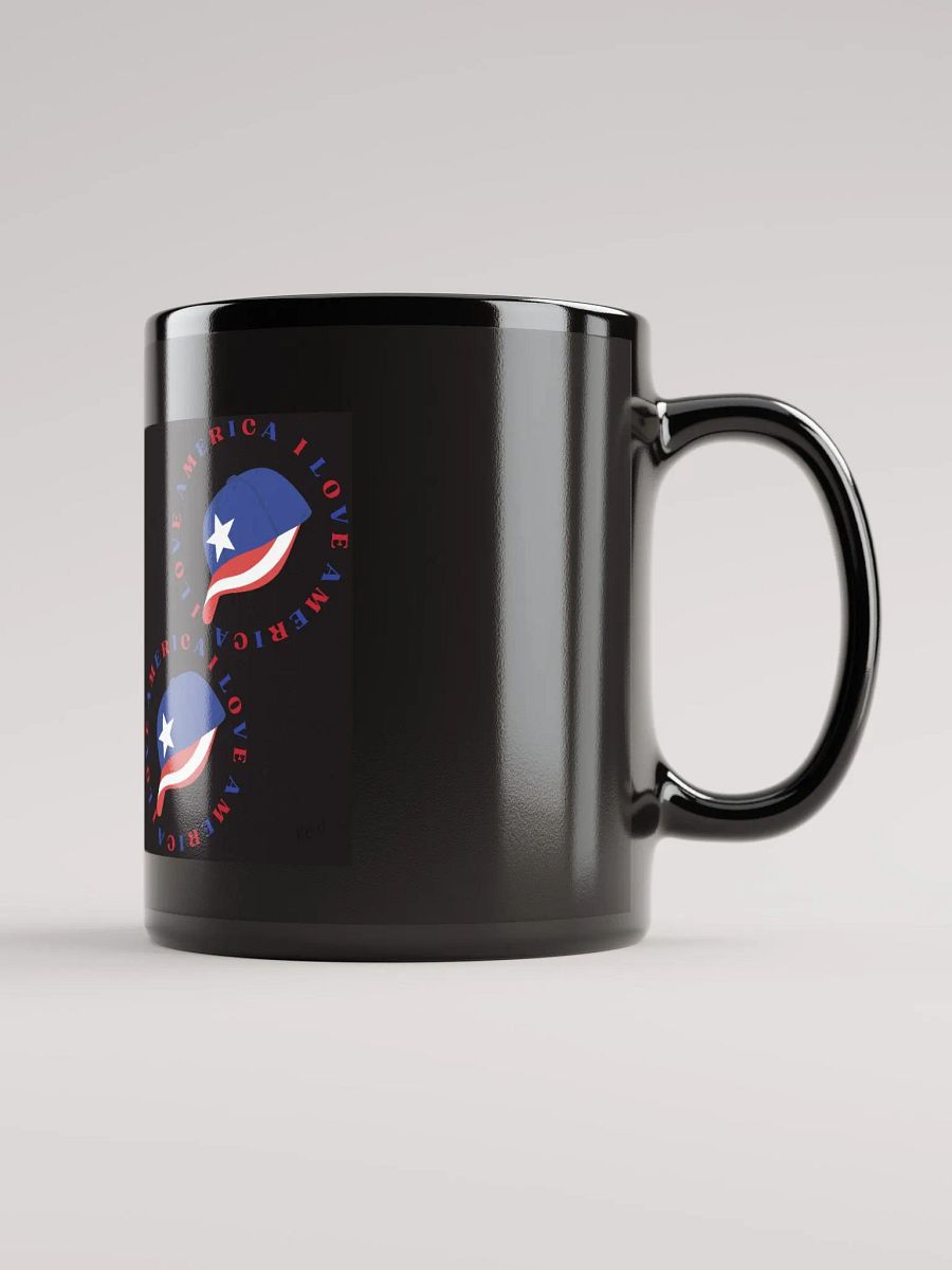 Black coffee glossy mug with a nice design, I LOVE AMERICA. product image (12)