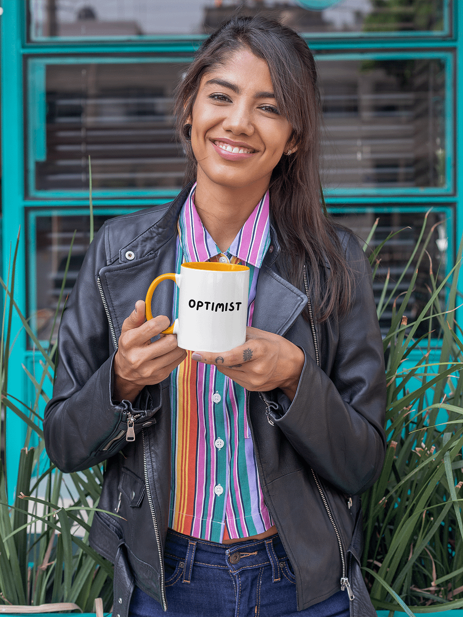 “OPTIMIST” Upbeat White Mug with Color product image (46)