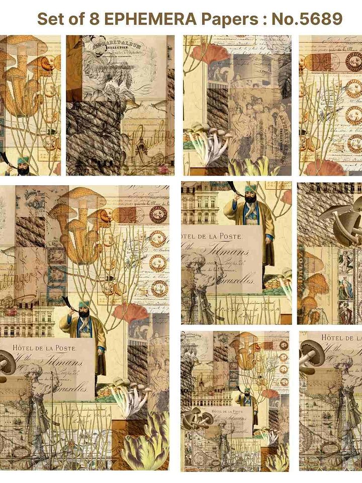 Set of 8 EPHEMERA Papers : No.5689 product image (1)