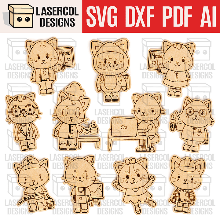 Cats Paint Kit DIY Cut Outs - Laser Cut Files product image (1)