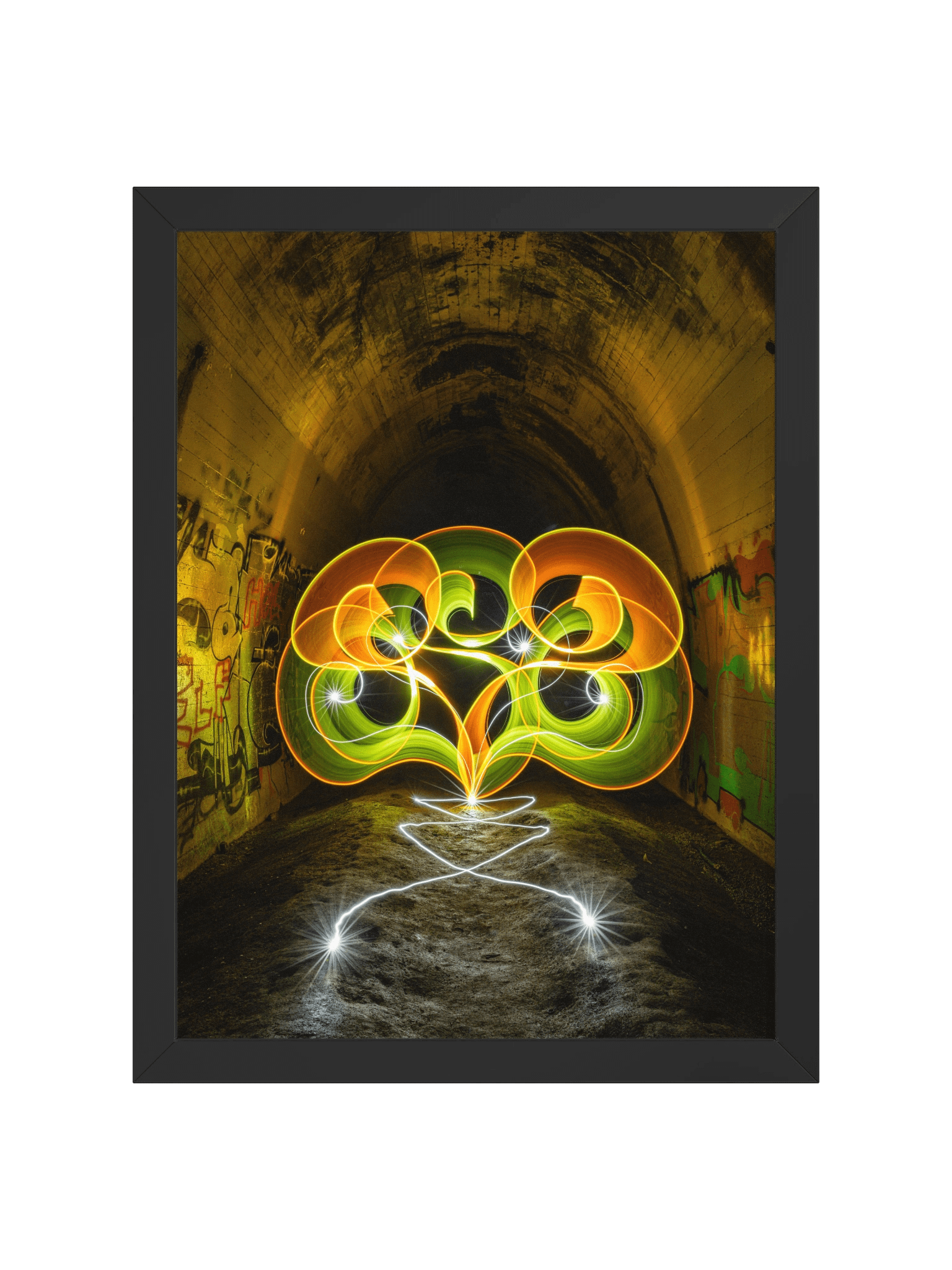 Abandoned Railway Tunnel Light Painting | Framed product image (1)