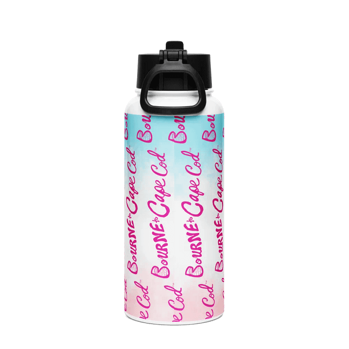 BOURNE to Cape Cod™ | Pink Logo Vertical Repeat | Stainless Steel Water Bottle | Iconic Pink, White & Blue product image (2)