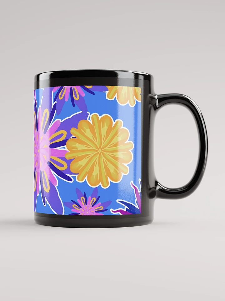 Fanciful Flowers on Powder Blue Black Mug product image (2)
