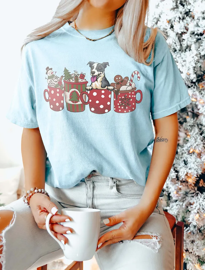 Cute Jack Russell Terrier(Black) in a Christmas Cup T-Shirt | Funny Christmas JRT Pup in a Cup product image (6)