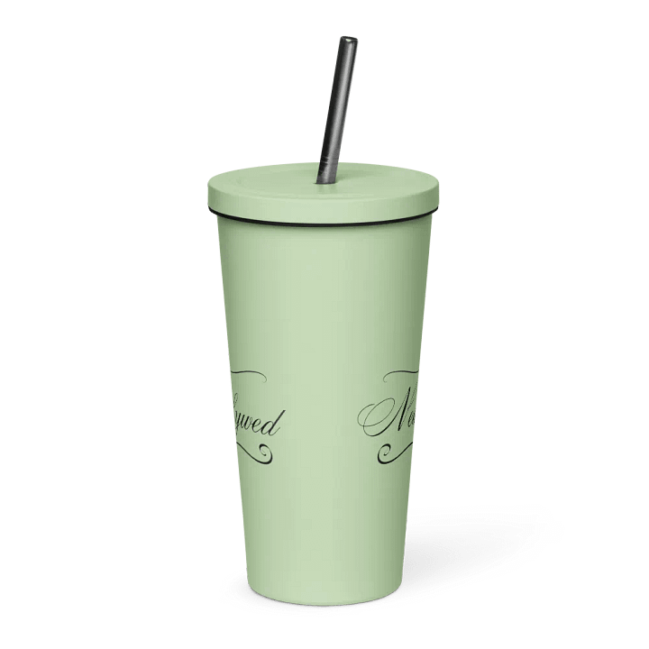 Tumbler with Straw - Nearlywed - Black Text product image (2)