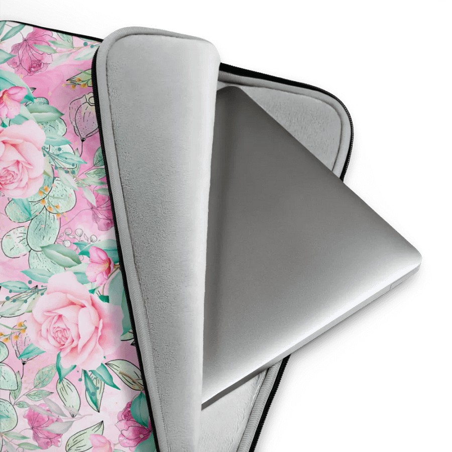Whimsical Rose Garden Laptop Sleeve ideal for feminine ladies who like the finer pink vibes product image (3)