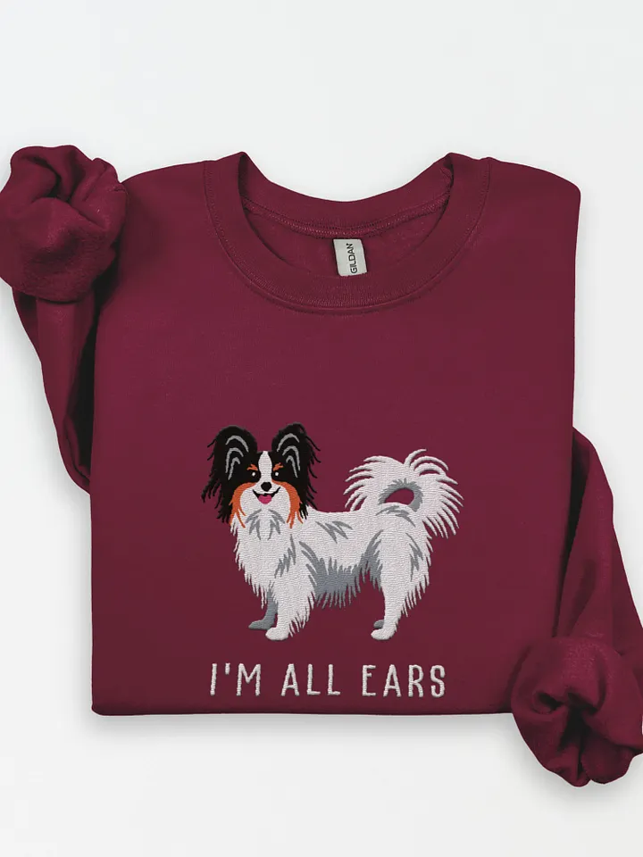 I'm All Ears Sweatshirt (Embroidered) of a Papillon(Tricolor) product image (1)