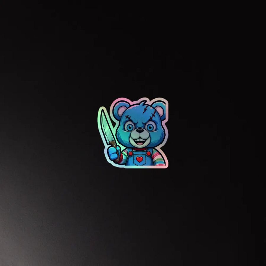 Menacing Blue Bear Holographic Sticker Sheet product image (4)