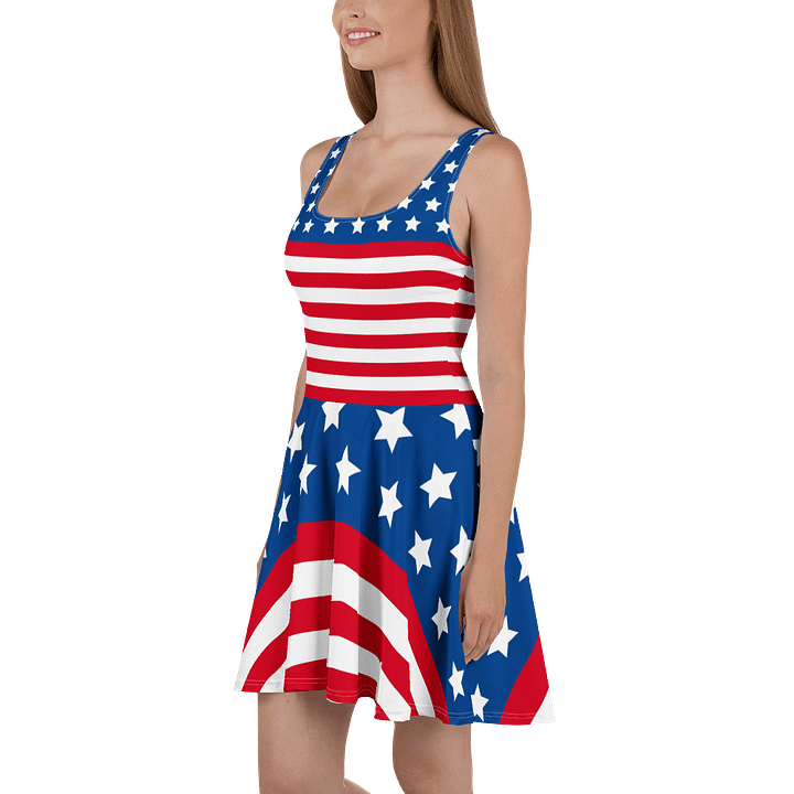 Patriotic American Flag Skater Dress - All-Over Print Design product image (1)