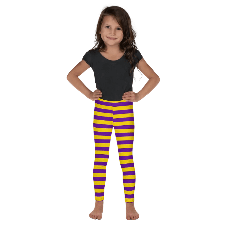 Striped Purple and Yellow Kids Leggings product image (2)