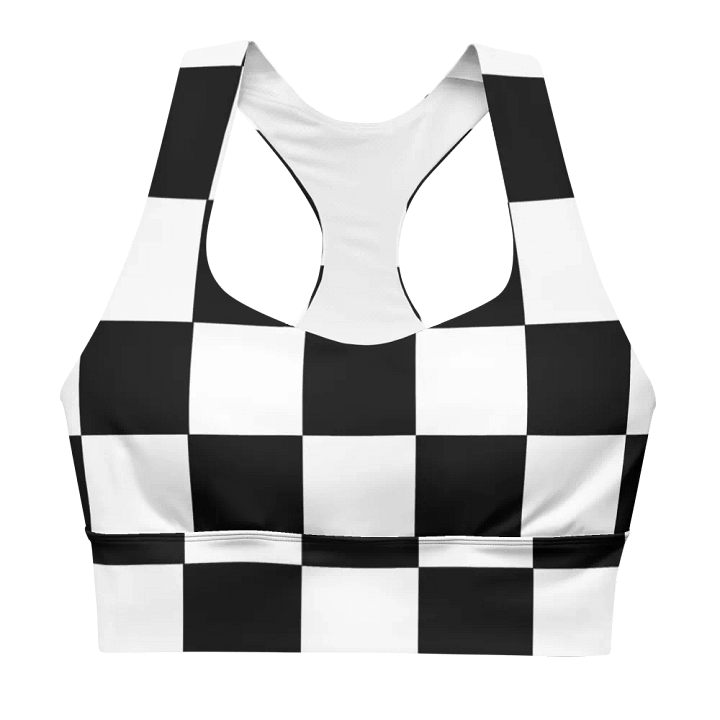 Black and White Big Squares/All-Over Print Longline Sports Bra by Sublicolor product image (1)