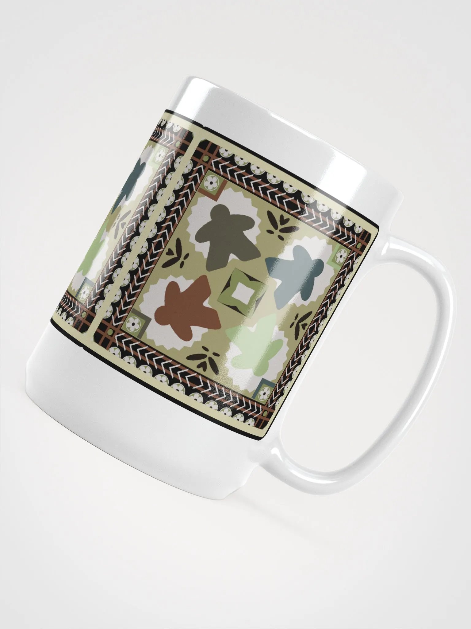 Ukrainian Pattern Meeple Patchwork Mug for Board Gamer, Large 15 oz. Coffee Cup product image (6)